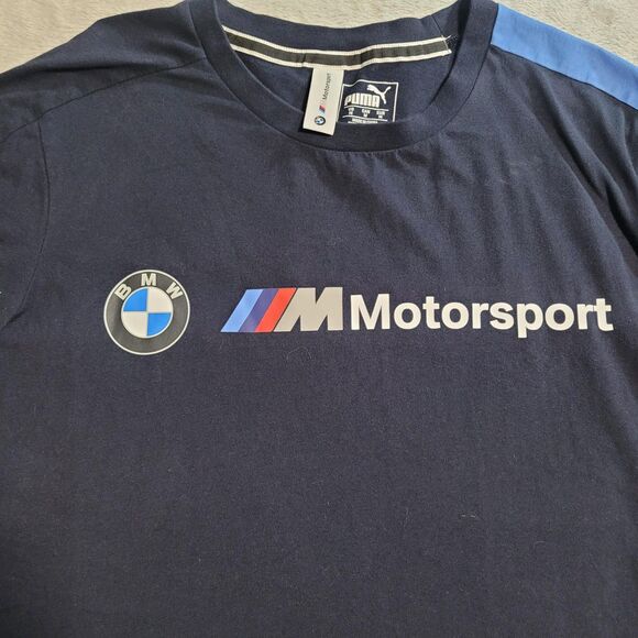 Puma BMW M Motorsport Shirt Mens Medium Blue Graphic Racing Short Sleeve - Picture 3 of 10